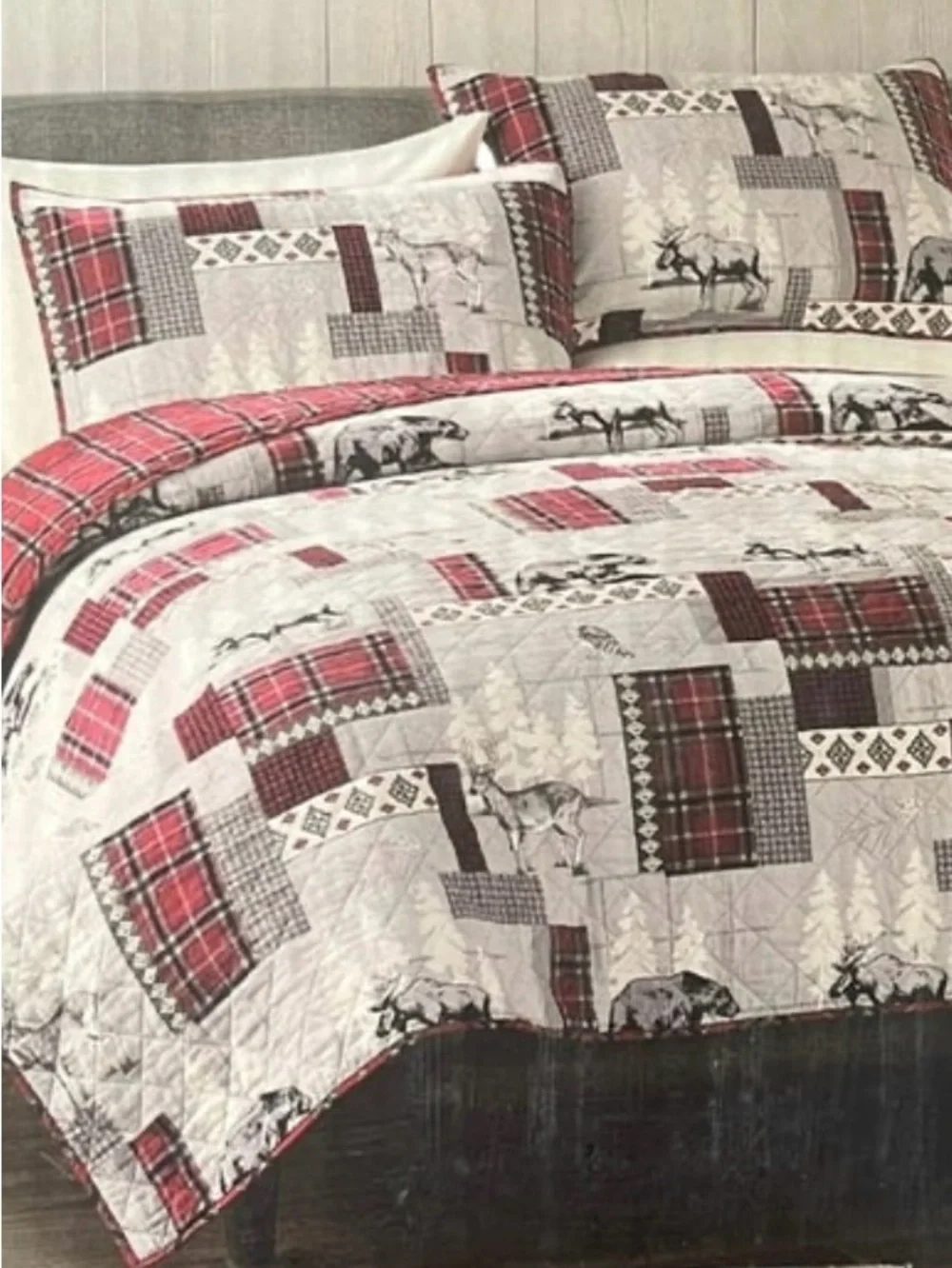 Cuddl Duds Red Lodge Flannel Plaid Reversible King Duvet Cover Winter Cozy Warm